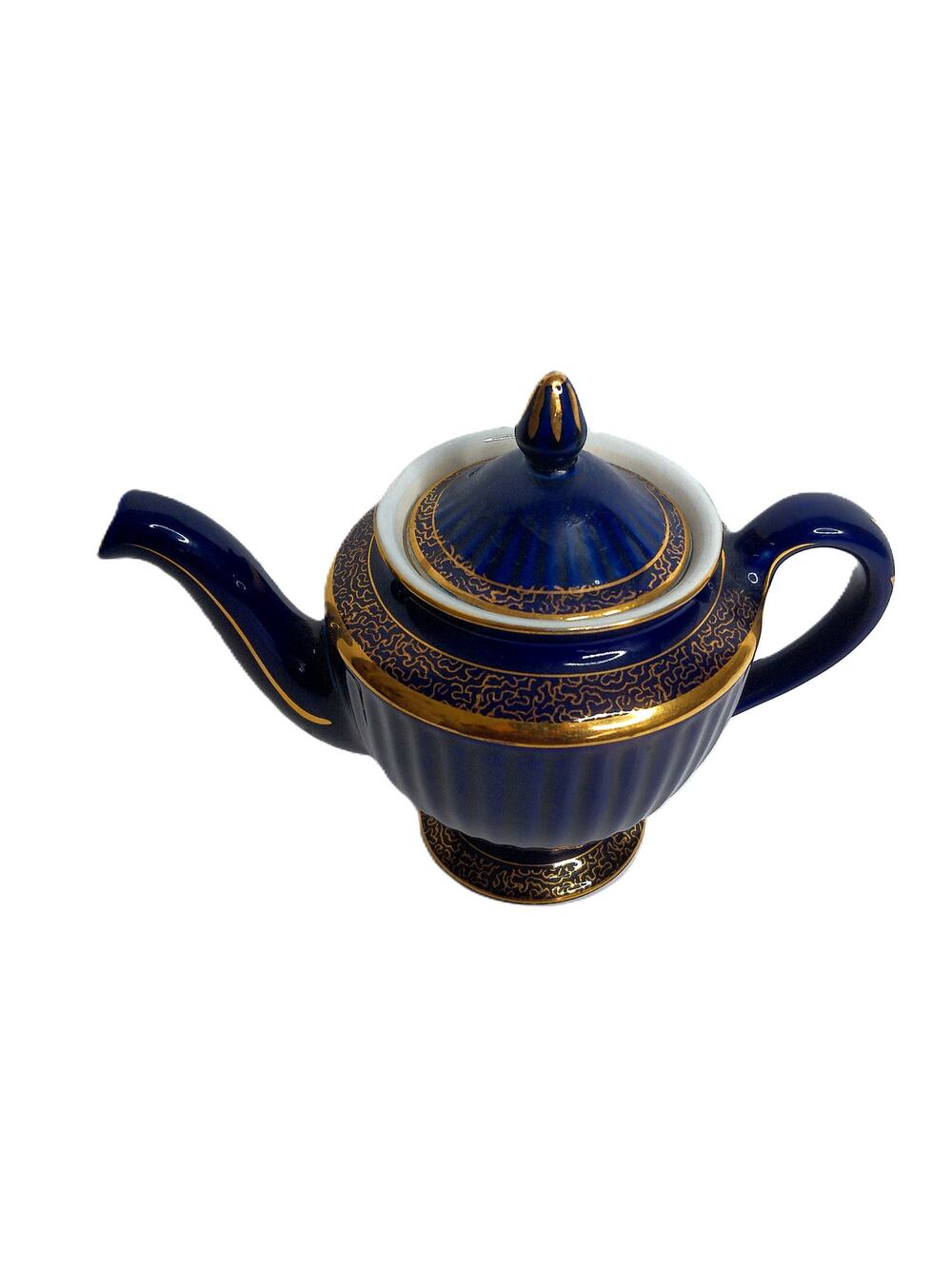 Vintage Hall China Cobalt Blue Gold Los Angeles Teapot 6-Cup USA READ